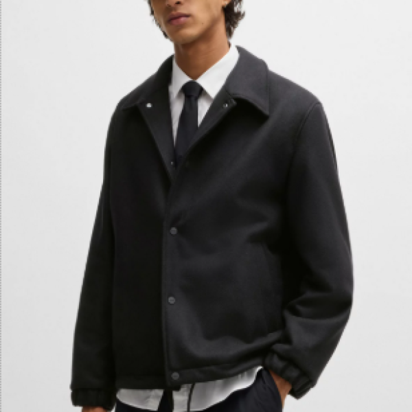 Virgin-wool-blend coach jacket with adjustable hem